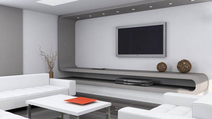 White Grey Background With White Sofa Set